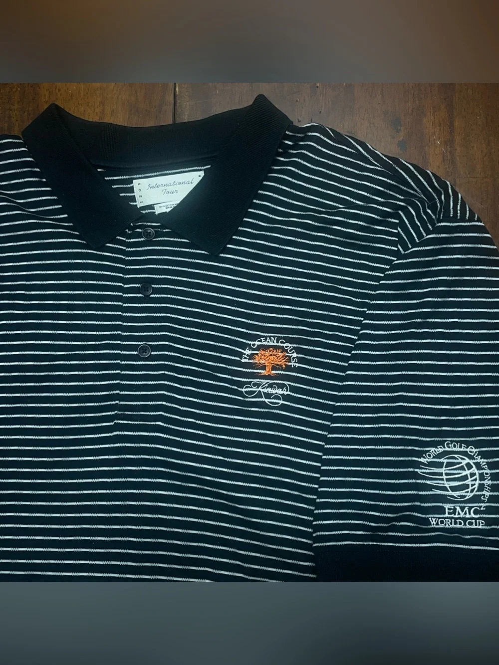 Izod Kiawah Island Ocean Course XXL Black Striped Golf Shirt World Championship